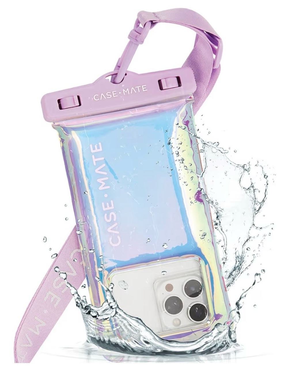 case-mate Iridescent Lavender Waterproof Phone Pouch with Lavender Strap